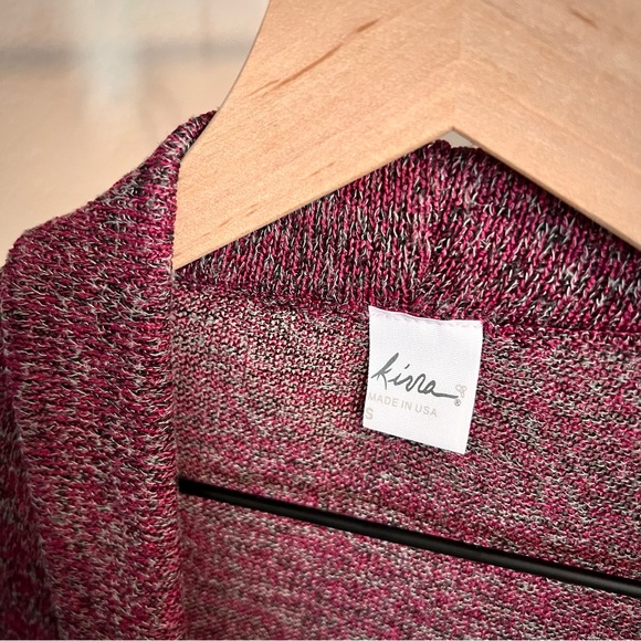 • Kirra Magenta & Gray Marbled Knit Open Cardigan • - Picture 7 of 7